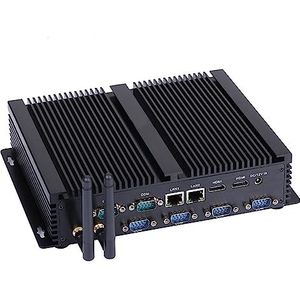 HUNSN Fanless Industrial PC, Mini Computer, Core I7 4500U 4510U 4578U, Windows 11 / Linux Ubuntu, IM04, WiFi, BT, 2 x HDMI, 2 x LAN, 6 x COM RS232, 4 x USB3.0, 4 x USB2.0, 8G RAM, 256G SSD