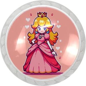 XYMJT voor Princess Peach Ronde transparante ladetrekkers met schroeven (4 stuks) - ABS glazen dressoirgrepen 35 x 28 x 17 mm - moderne kastknoppen voor woondecoratie