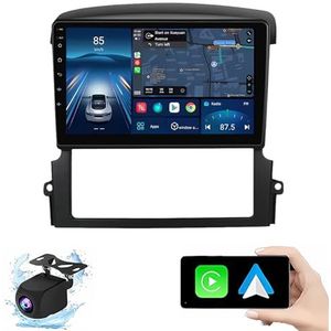 Android 14.0 2 Din Autoradio 9"" Touchscreen Auto Stereo voor KIA Sorento 2002-2011 met Draadloze Carplay Android Auto GPS navigatie AHD Omgekeerd beeld Stuurwielbediening(P6(8G+128G))