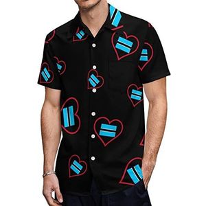 I Love Botswana Rood Hart Heren Hawaiiaanse shirts Korte Mouw Casual Shirt Button Down Vakantie Strand Shirts 2XL