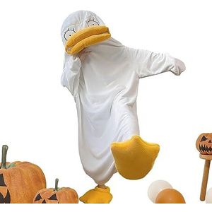 Eend onesie pyjama voor volwassenen, Pluche Cosplay Kostuum Eend Flanel - Eendkostuum, dierenkostuum voor Halloween-kostuums, heren dames Fukamou
