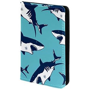Paspoorthouder, Paspoorthoes, Paspoortportemonnee, Travel Essentials Sharks Sea Blue, Meerkleurig, 11.5x16.5cm/4.5x6.5 in