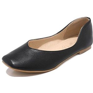 Onewus Modieuze ballerina's voor dames, met vierkante neus, comfortabele schoenen, grote maat, zwart, 47 EU