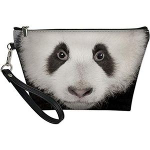 SEANATIVE Vrouwen lederen make-up tas met Panda patroon draagbare reizen cosmetische huidverzorgingszak
