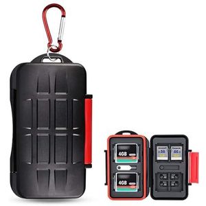 Kiorafoto SD-kaarthouder met 28 sleuven voor 4 CF & 8 SD & 16 Micro SD-kaarten, professionele waterbestendige anti-verloren opslag geheugenkaart hoesje portemonnee met karabijnhaak + kaartlade