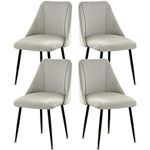 GEIRONV 51 × 49 × 78 cm fluwelen zitting en rugleuningen make-up stoel, keuken slaapkamer lounge stoel zwart metalen benen eetkamer set van 4 Eetstoelen (Color : Light gray, Size : Black legs)