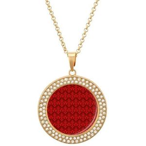 Rode Fleur-de-lis Patroon Hanger Ketting Voor Vrouwen Mode-sieraden Custom Verjaardag Kerst Valentijnsdag Gift Golden-stijl
