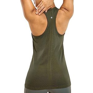 CRZ YOGA Dames Racer Tank Top met Essential Fitness T-Shirt Tops Donker Olijf L