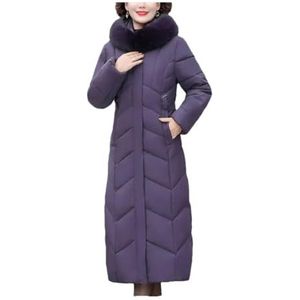 Pegsmio Katoenen jas met capuchon Dames Winter Middelbare Leeftijd Moeder Midden Lange Dikke Jas Warme Parka's, Paars, 3XL