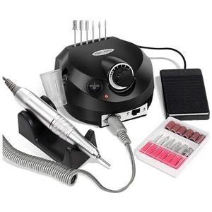 35000 RPM elektrische nagelboormachine manicure pedicure professionele nageldraaibank geluidsarme snijders nagelvijlset(Black)