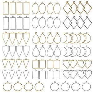 80 stuks geassorteerde open metalen bezels voor hars geperst frame bedels oorbel en kettingen maken frames (goud en zilver)