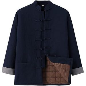 In de winter, Don, draag een warm gevecht uniform Heren Tangpak Katoenen Gevoerde Lange Mouwen Jas Tai Chi Kung Fu Multicolor Meerdere Maten(Blue,L-XL)
