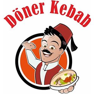 Indigos UG Döner Kebab stickers 60 x 60 cm kleurrijk - voor etalageschijf - bistro - snack - Döner sticker bedrukt