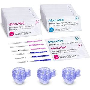 MomMed 80 ovulatietest en 25 zwangerschapstests (HCG25-LH80), HCG-teststrips, LH-teststrips met 105 urinebekers, ovulatietesten, zeer nauwkeurige vruchtbaarheidstest voor vrouwen