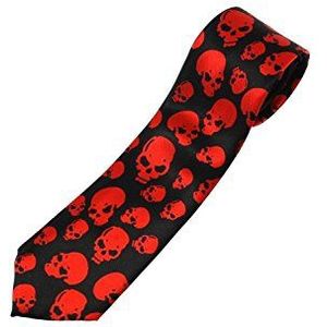 Zac's Alter Ego Schedels op zwarte stropdas, Rood, Width Approx 5.8cm, Length Approx 145cm