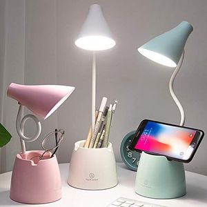 Bureaulamp, led-tafellamp voor kinderen met 3 verlichtingsmodi en touch-sensor, dimmer 360° draaibaar voor lezen, studio, werken (roze)