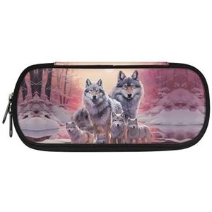 xixirimido Kinderen etui tas met duurzame rits pen slot, Wolf-familie, One-size, Tas Organizer