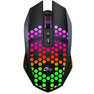 RGB 2.4G draadloze gamingmuis oplaadbaar, 8 toetsen 1600DPI verstelbare LED achtergrondverlichting spel muis (zwart)
