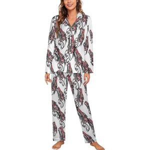 Psychedelische Dragon Pyjama Sets met lange mouwen voor vrouwen, klassieke nachtkleding, nachtkleding, zachte pyjama's, loungesets