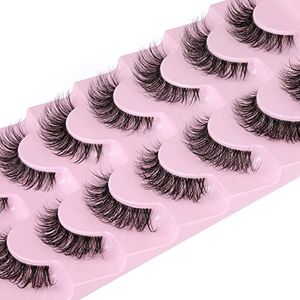 Halve wimpers met doorzichtige band Cat-Eye Pluizige Natuurlijke Look Handgemaakte Zachte DIY Cluster Wimpers Pack 7 paar[Classic Cat Eye Fluffy,]