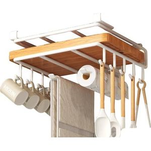 Mokhaken onder kast | Multifunctionele onderkastorganizer roestvrij staal,Dikkere gebruiksvoorwerphaken, punch-vrije keukenhaak voor woonkamers, mokken, keuken