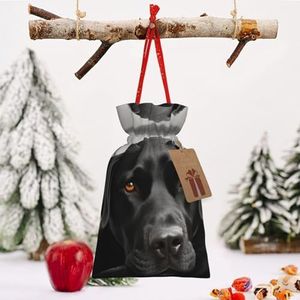Kerst Trekkoord Zakken Zwarte Hond Gedrukt Kerst Wrapping Zakken Kerst Pakket Gift Bag voor Xmas Holiday Party