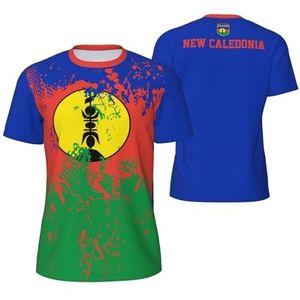 Sport T-Shirt Vintage Nieuw-Caledonië Vlag Graan Tees 3D Gedrukt voor Fitness Running Voetbal, Meerkleurig, S
