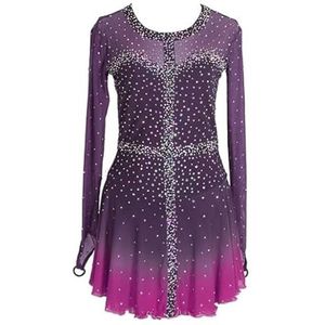 D,11/13,PONNYC Kunstschaatsjurk Met Kleurverloop Handgemaakte Schaats Kleding Voor Meisjes Gymnastiek Kleding Voor Teamsporten Turnpakjes Voor Artistieke Gymnastiek Met Kristallen