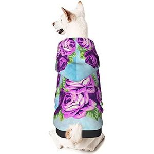 Hond Hoodie, YWCH Kleine Ras Huisdier Kleding, 6 Maten Paarse Rozen Hond Hooded Sweatshirts