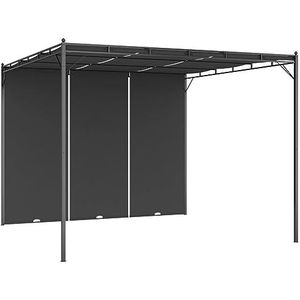 Gecheer Tuinpaviljoen met zijtent, 3 x 3 x 2,25 m, antraciet, paviljoen voor buiten, tuinpaviljoen, partytent, barbecuepaviljoen, tuinhuisje