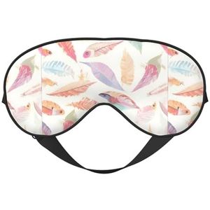 Gekleurde veren unisex elastische verstelbare gesp ontwerp verduisterende slaap oogmasker voor thuis reizen yoga kantoor dutje