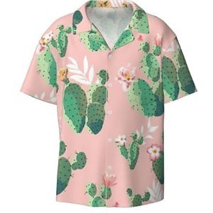 YJxoZH Cactus Print Heren Jurk Shirts Casual Button Down Korte Mouw Zomer Strand Shirt Vakantie Shirts, Zwart, S