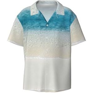 TyEdee Clear Sea Water Wit Zand Strand Print Mannen Korte Mouw Jurk Shirts Met Zak Casual Button Down Shirts Business Shirt, Zwart, 4XL