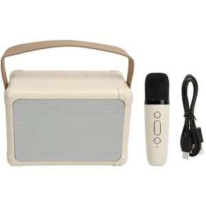 Karaoke-luidspreker, 6 Geluidseffecten Draagbare Karaoke-machine voor Het Hele Gezin (Beige)