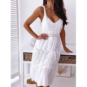 Boho - Midi Jurk - Wit - Casual Strand Mouwloze Jurk