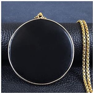 Sterling Zilveren Ketting Natural Black Obsidian RVS Kettingen Ketting for Vrouwen Ronde lange halsketting ketting sieraden colgante mujer Nxs04 Ketting (Style : BK 60cm BOX GD)