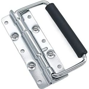 Maritieme handgrepen, Lange ijzeren handgreep, opvouwbare veerhandgreep, kofferhandgreep, apparatuurkoffer, afsluitbaar, industriële, houten