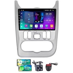 Android 13 Autoradio 2 DIN Compatibel met Renault Logan 1 Sandero 2009-2015 9 Inch Screen Carplay en Android Auto met Bluetooth 5.0/FM RDS/Bediening op het stuur/Achteruitrijcamera(NF-4)