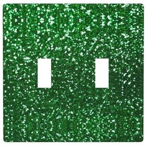 ZhaoYuGoods Groene pailletten fonkelende print wandplaat, dubbele tuimellichtschakelaar outlet cover 2-gang 11,4 cm x 11,4 cm, decoratieve pc-voorplaat voor thuis en kantoor