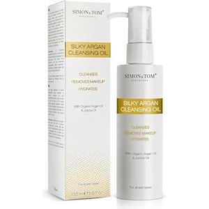 Zijdezachte reinigingsolie met Argan, hydraterende reinigingsolie & Make-up verwijderaar, voor gezicht, lippen en ogen, met Argan & Zoete Amandelolie, 150 ml.