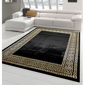 Teppich-Traum Tapijt woonkamer met klassieke rand in zwart goud afmeting 160x230 cm