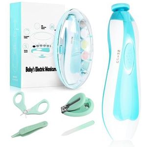 Elektrische nagelvijl voor baby's, 8-in-1 veilige nageltrimmer, babynagelknipper met 6 slijpkoppen en licht, babynagelverzorgingsset voor alle leeftijden