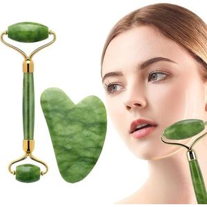 Jade Roller massagerol van Jade Roller Gua Sha massagerol massage roller Gua Sha gereedschap smerende huidmassage anti-leeftijd voor gezicht hals wangen versteviging van de huid