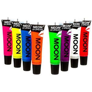 Moon Glow Neon UV Lip Gloss - Kies uit 8 kleuren - Licht helder op onder UV! (Set van 8)