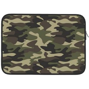 Groene Militaire Camo Gedrukte Laptop Sleeve Bag Duurzame Laptop Case Computer Draagtas Beschermende Cover 15 Inch