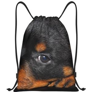 YWSOTRE Rottweiler Puppy Huisdieren Kleine Rottweiler Honden, Trekkoord Sackpack Unisex String Bag Sport Gym Tas Casual Dagrugzak Trekkoord Rugzak, M, zoals afgebeeld, Eén maat