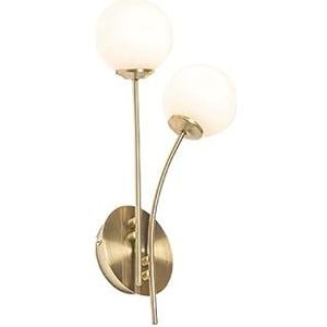 QAZQA - Moderne wandlamp goud met opaal glas 2-lichts - Athens | Woonkamer | Slaapkamer | Keuken - Staal Rond - G9 Geschikt voor LED - Max. 2 x 28 Watt