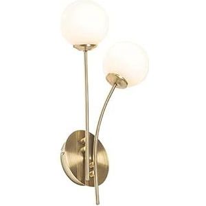 QAZQA - Moderne wandlamp goud met opaal glas 2-lichts - Athens | Woonkamer | Slaapkamer | Keuken - Staal Rond - G9 Geschikt voor LED - Max. 2 x 28 Watt