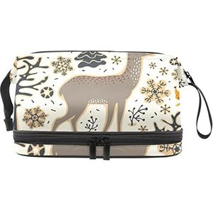 Dubbellaags Cosmetische Tas Bos Dieren Draagbare Make-up Tas Reizen Organizer Pouch Voor Vrouwen Meisjes Toiletries Tassen, Meerkleurig, 27x15x14 cm/10.6x5.9x5.5 in, Make-up zakje