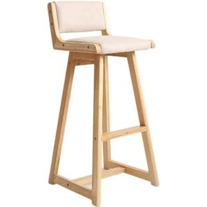 Barkrukken Barstoelen Houten Barkruk Hoge Dichtheid Spons Barkruk Bar Hoge Krukken Tegenkrukken Met Linnen Rugleuning Barkruk Stoel Bar Stoelen(C)